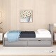 preview thumbnail 4 of 8, Twin Size Wooden Platform Bed with Two Underbed Storage Drawers, Durable Rubberwood Frame