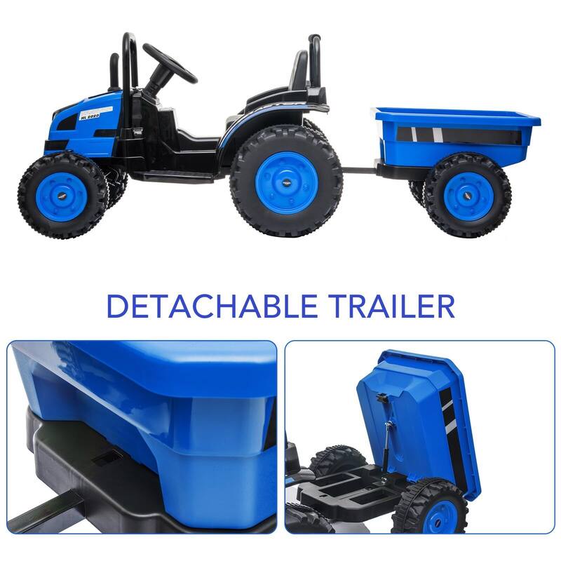12V Kids Ride-On Tractor with Trailer, Remote Control