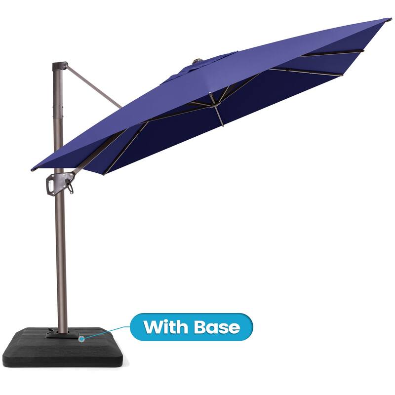 Outdoor 11 x 9 FT Patio 360 Degree Rotation Cantilever Umbrella with 4-Piece Umbrella Base
