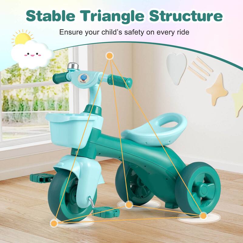 Costway Kids Trike with Limited Steering, Ergonomic Seat, Front & Rear - See Details
