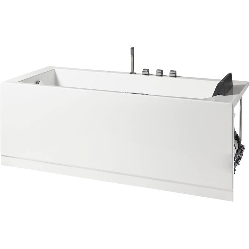 5 ft Acrylic White Rectangular Whirlpool Bathtub w Fixtures