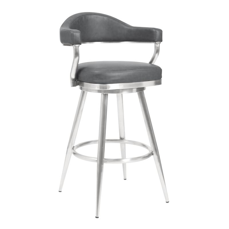 Justin Upholstered Bar or Counter Height Chair Swivel Barstool with Arms