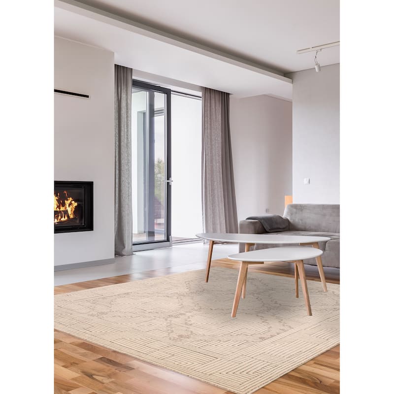 ECARPETGALLERY Hand-knotted Tangier Ivory Wool Rug - 7'10 x 10'2