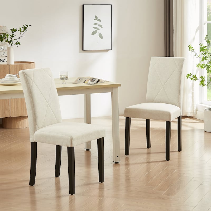 Javlergo Dining Chairs Set of 2/4/6 Upholstered Kitchen Chairs Dining Room Multi-Purpose Side Chair with Rubber Non-Slip Feet - Set of 2 - Beige