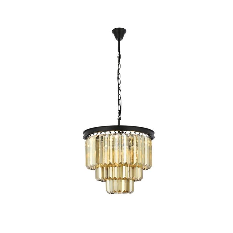 Royce Edge 9-Light Matte Black Chandelier - matte black (royal cut golden teak crystals)