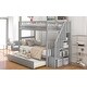 preview thumbnail 16 of 23, Modern & Simple Style Twin over Twin Bunk Bed with Trundle,Solid Wood Convertible Bed with Storage Staircase
