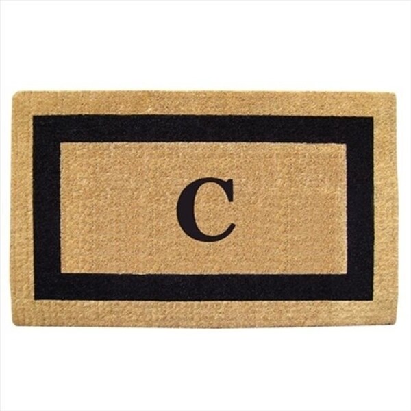 Nedia Home 02071C Single Picture - Black Frame 24 x 57 In. Heavy Duty Coir Doormat - Monogrammed C