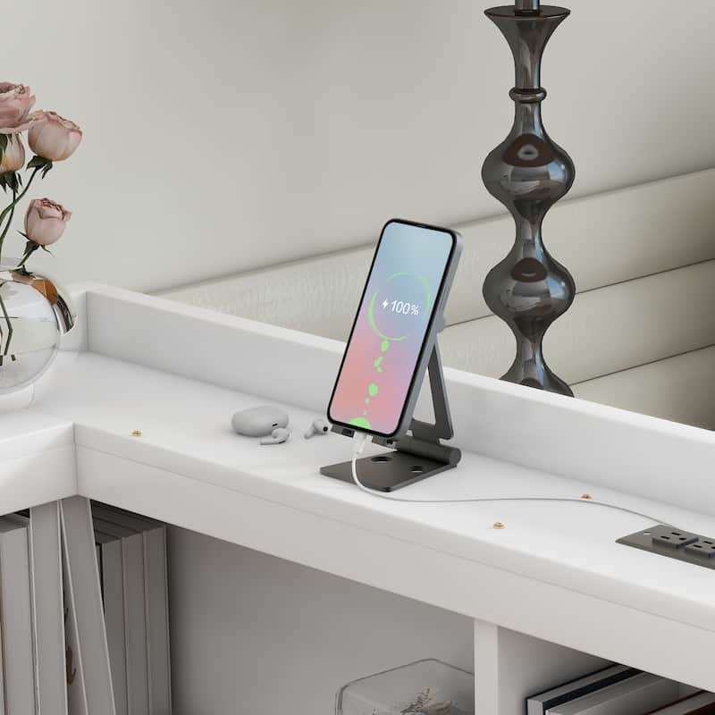 Twin Size Daybed with Bookcase and Headboard, Built-in USB Charging Ports, Storage Drawers and L-Shaped Bookshelf, Teens, Adults