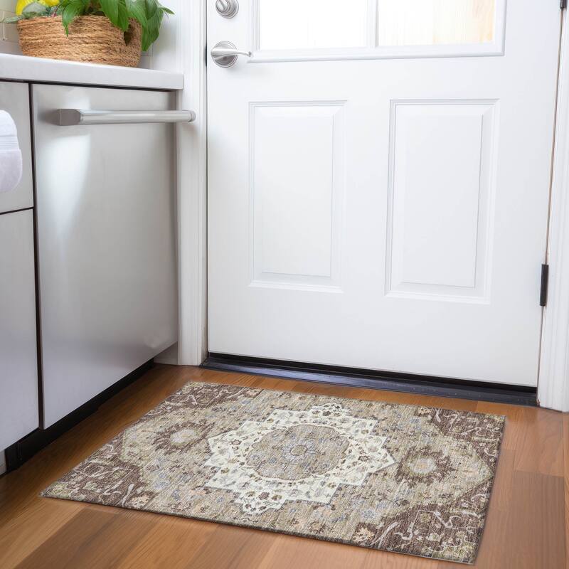 Premium Washable Super Soft Traditional Boho Mayfield Rug - Chocolate - 1'8" x 2'6"
