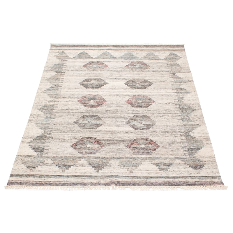 ECARPETGALLERY Flat-Weave Ankara FW Grey Wool Kilim - 5'5 x 7'7
