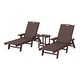 preview thumbnail 59 of 96, Laguna Hdpe All Weather Outdoor Patio Pool Reclining Chaise Lounges With Square Side Table (3-Piece Set) Dark Brown