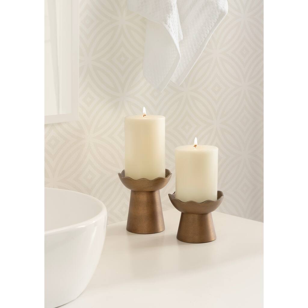 Kate and Laurel Alessia Metal Pillar Candle Holder Set - 2 Piece