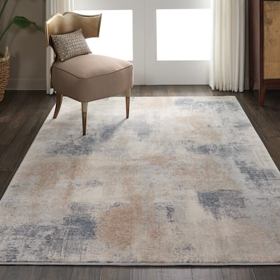 Rustic Textures Distressed Vintage Abstract Area Rug