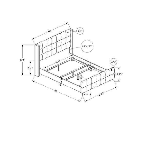 Monarch Specialties Bed, Queen Size, Bedroom, Upholstered, Pink Velvet