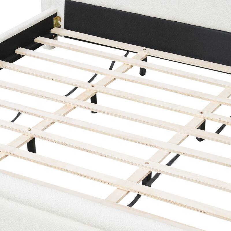 Christopher Knight Home - Boucle Upholstered Platform Bed Frame with Curved Headboard