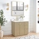 preview thumbnail 104 of 126, Oza Bath Vanity with Quartz Stone Top and Mirror