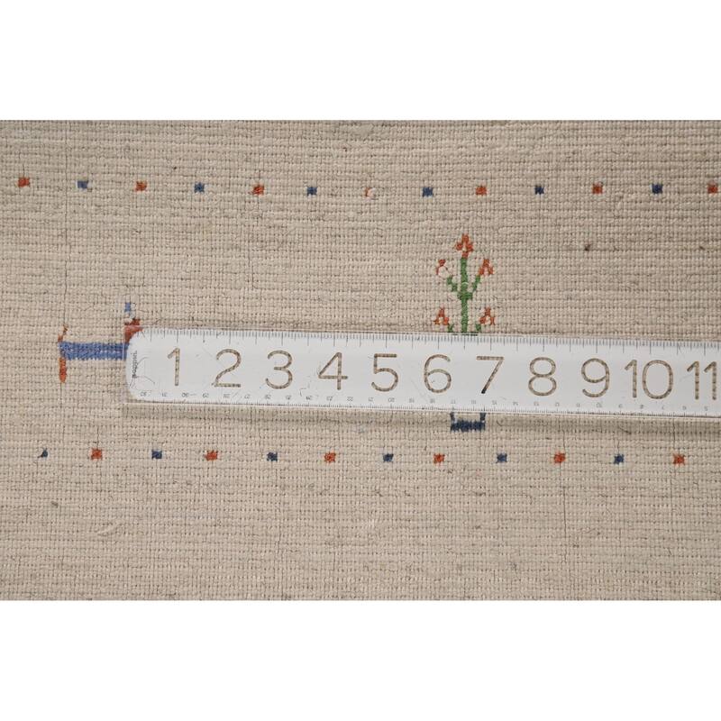 Tribal Gabbeh Indian Foyer Rug Handmade Beige Silk Carpet - 3'1"x 4'11"