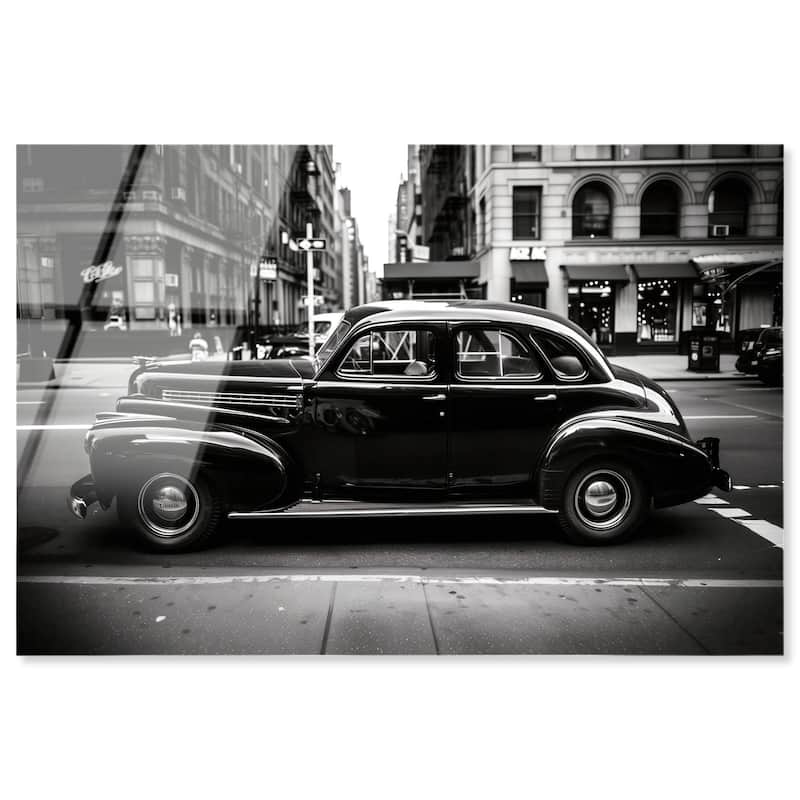 Vintage Car in New York Acrylic by Art Remedy, Ready to Hang - 54" x 36"