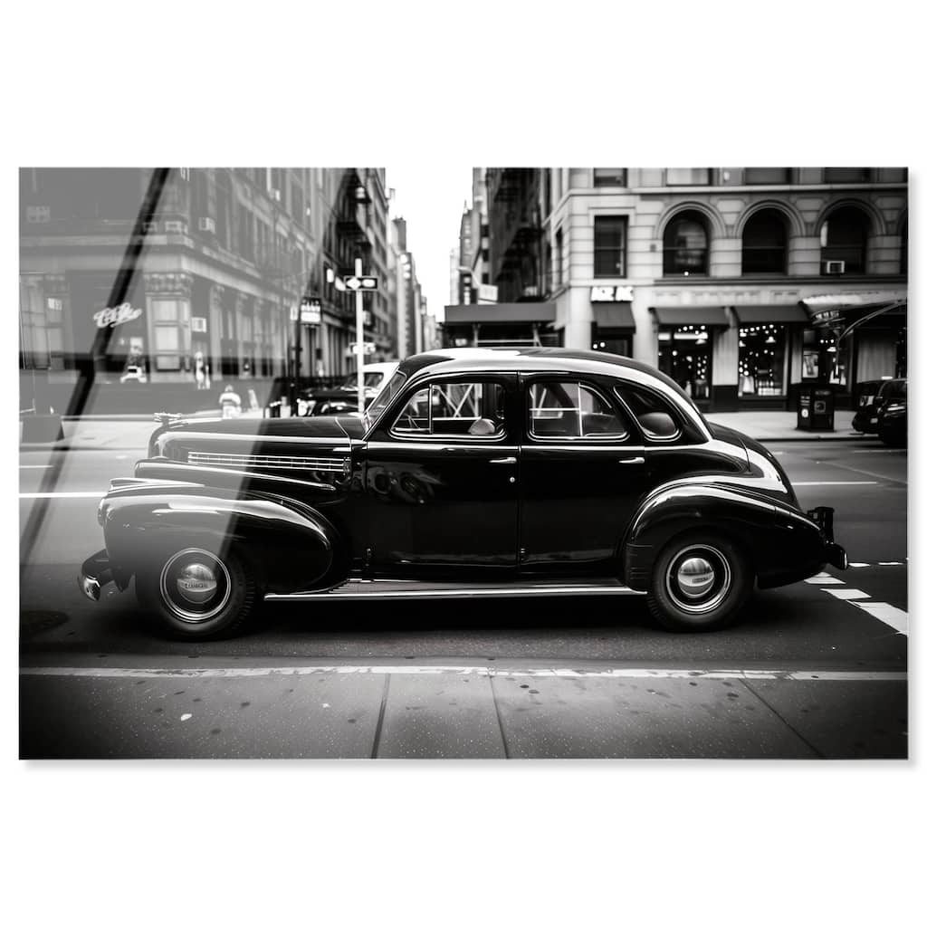 Vintage Car in New York Acrylic by Art Remedy, Ready to Hang