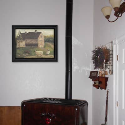 TrendyDecor4U Traditional "Stone Barn" Framed Print Wall Art by Pam Britton