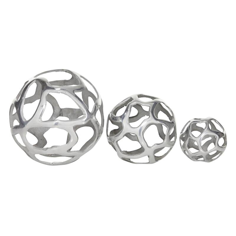 Contemporary Aluminum Metal Geometric Sculpture (Set of 3) - Silver, Copper, Brass