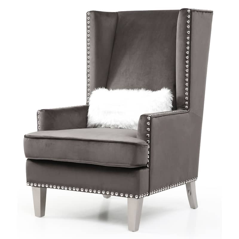 Wilshire Velvet Accent Chair - Dark Grey