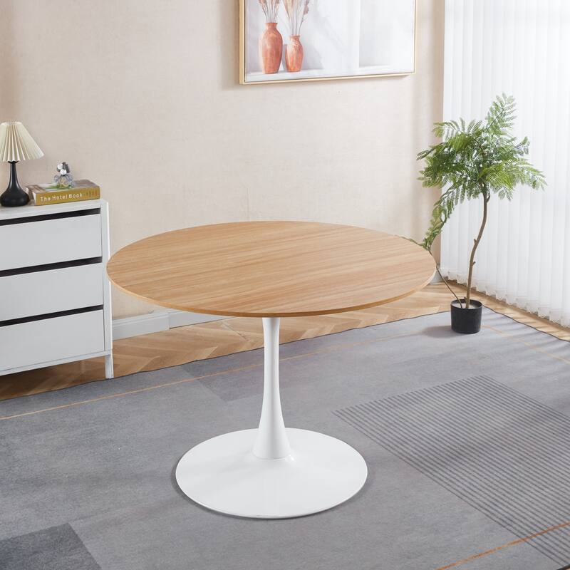 42.1" Tulip Table Mid-century Dining Table for 4-6 people With Round Mdf Table Top, Pedestal Dining Table