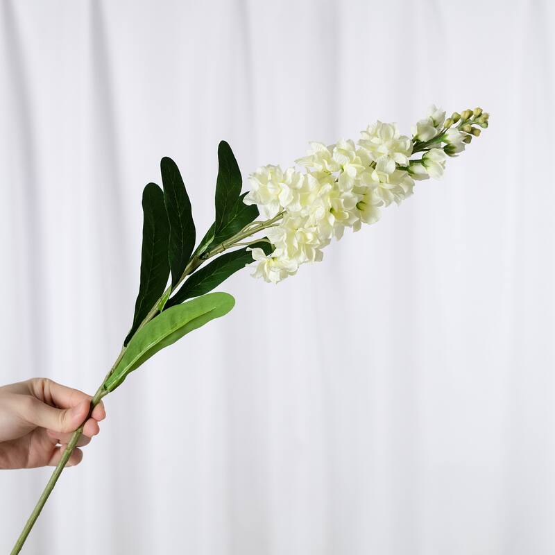 Silk Decorative Artificial Violet(Pack of 1 Branch) - Creamy White