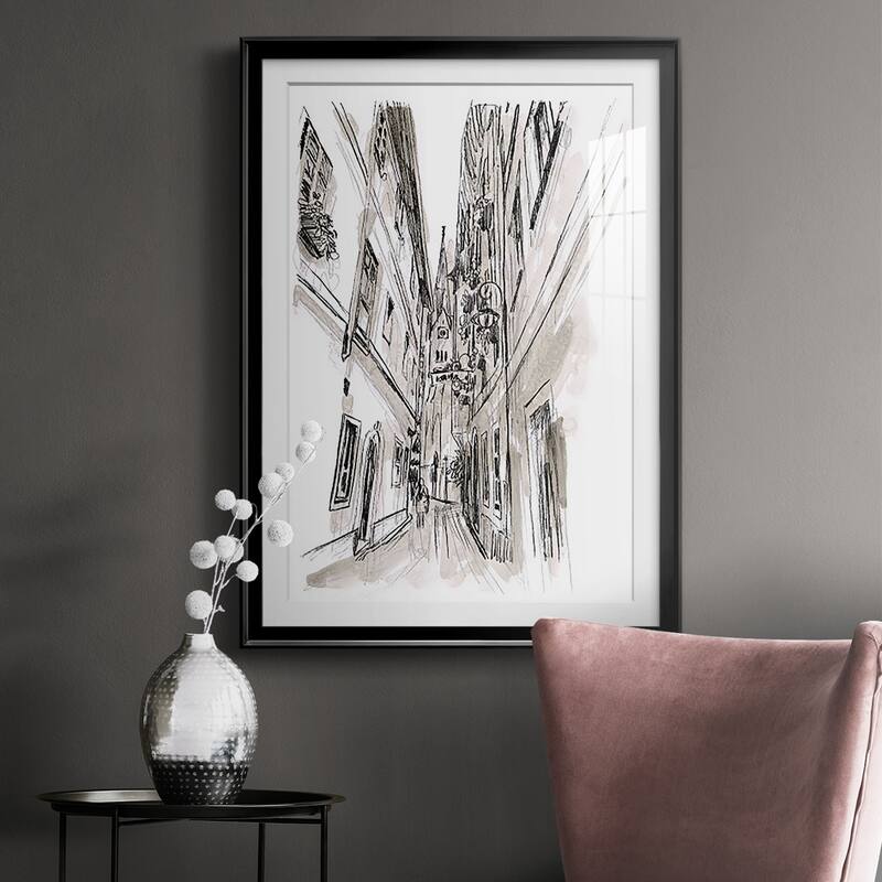 Europe Street Sketches III Premium Framed Print - Ready to Hang