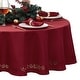 preview thumbnail 5 of 8, Poinsettia Noel Laser Cut Tablecloth 70" Round - Red
