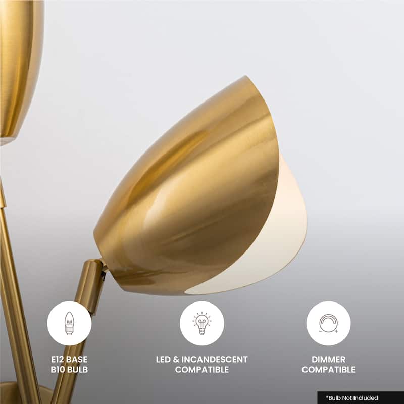 VidaLite Splay 2-Light Brushed Brass Wall Sconce with Adjustable Heads, Modern & Contemporary Style Wall Lamp - 18" x 15"