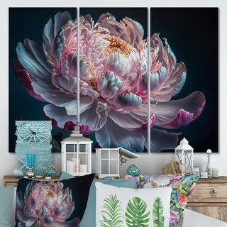 Designart "Blossoming Pink And White Peony IV" Floral Peony Canvas Wall ...