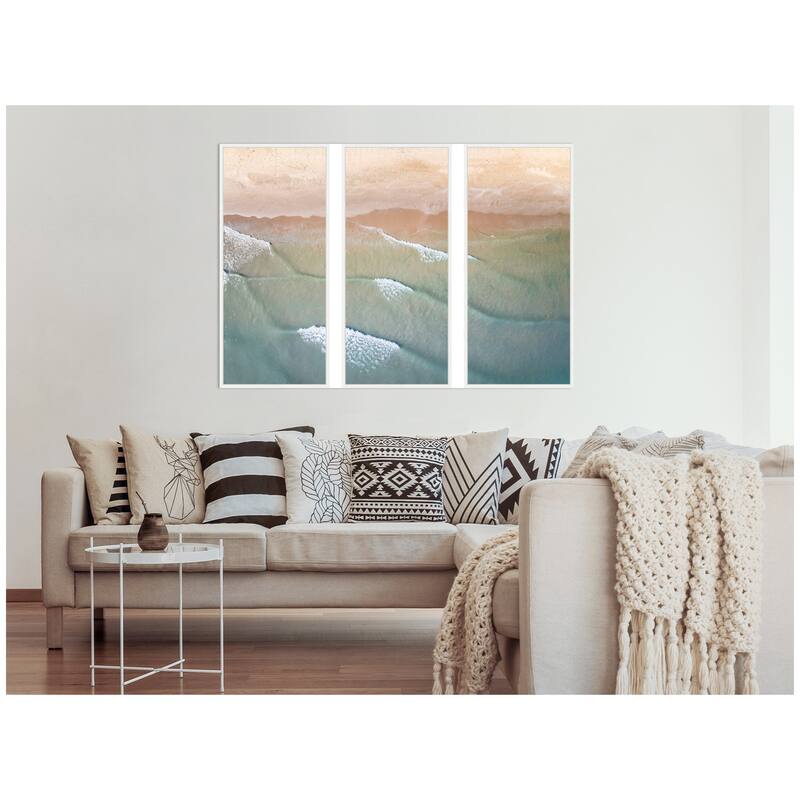 Kate and Laurel Layers of Water 3 Piece Framed Canvas Wall Art Set by Emiko and Mark Franzen F2 Images
