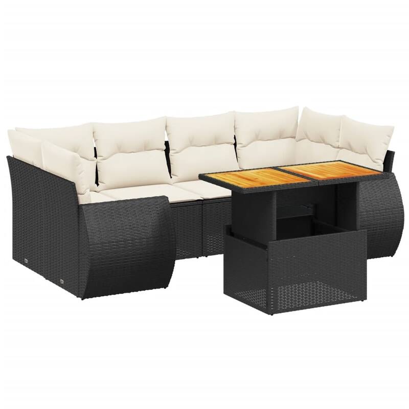 vidaXL Patio Sofa Set with Cushions Modular Lounge Set 7 Piece Poly Rattan - 21.7 x 39.4 x 28.7