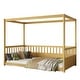 preview thumbnail 10 of 28, Wooden Canopy Bed Frame with Guardrails, Four-Poster Design, and Montessori-Inspired Floor Bed for Kids .