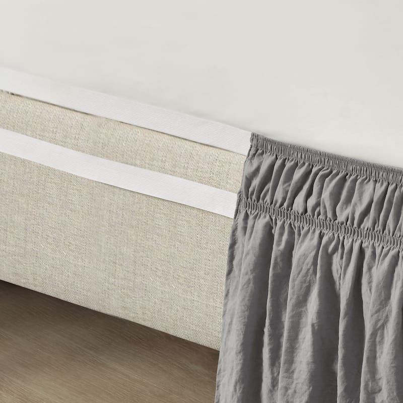 Lush Decor Ruched Ruffle Elastic Easy Wrap Around Bedskirt