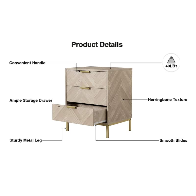 Anmytek Modern 3 Drawer Wood Grain Nightstand Bedside Table with Storage for Bedroom Living Room