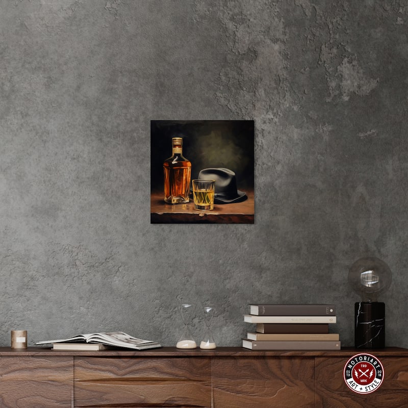 Notoriart Whiskey And Vintage Hat Gallery Wrapped Bar Cart Art For Men