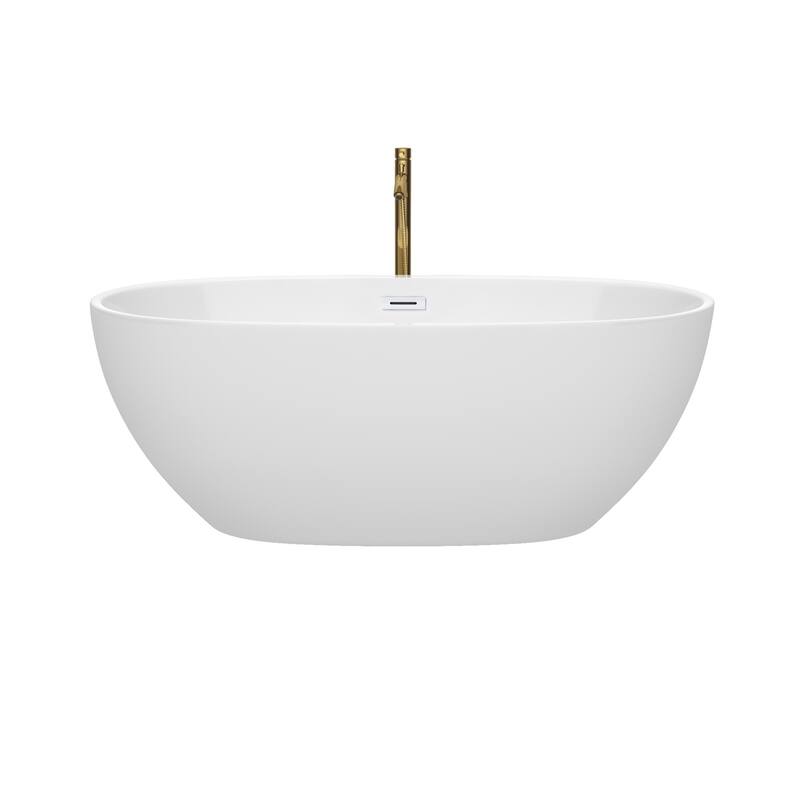 Wyndham Collection Juno 63" Freestanding Soaking Tub with Tub Filler