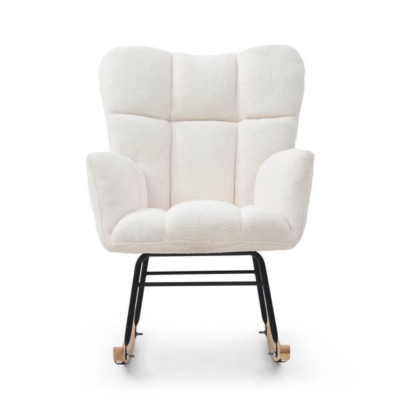 Polyester Rocking Chair with High Backrest and Padded Seat
