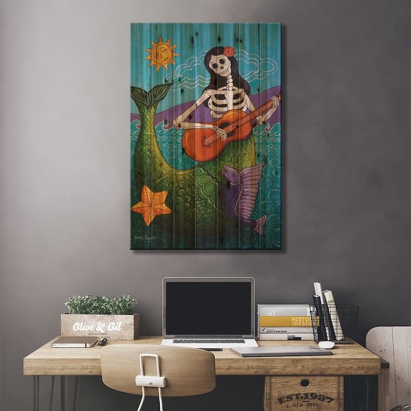 La Sirena Print On Wood by Candy Mayer - Multi-Color