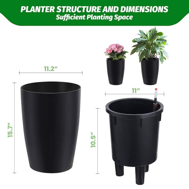 Set of 4 16" Outdoor Indoor Planter Pots with Drainage Holes for Garden, Patio, Balcony, Lounge