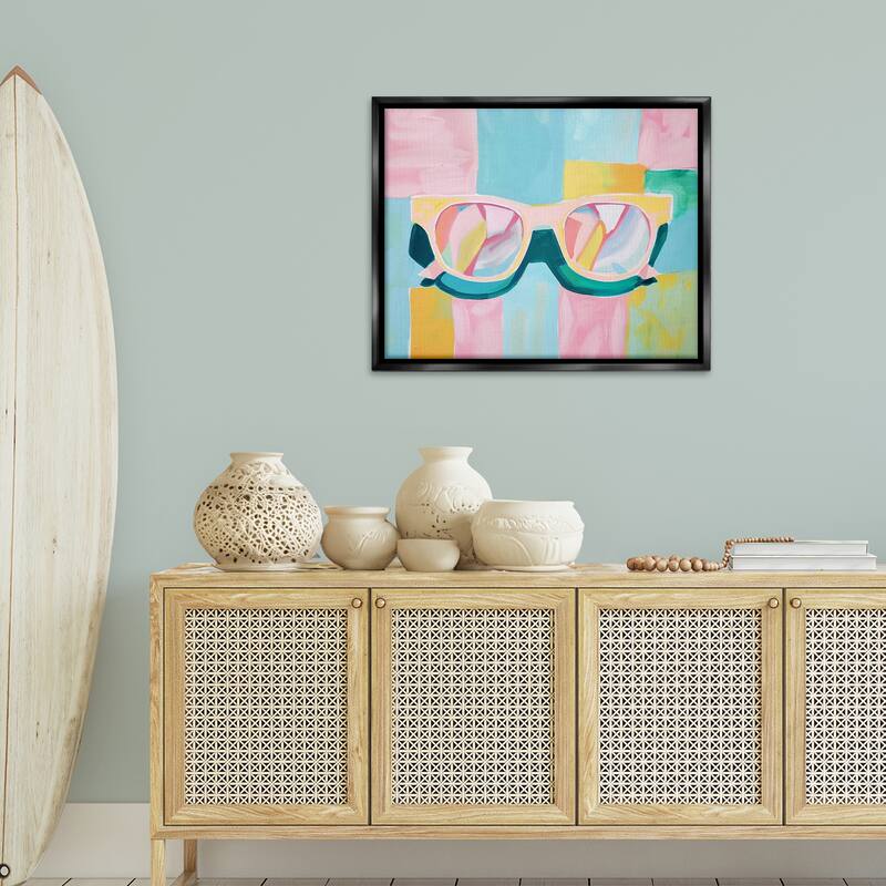 Stupell Blocked Pastels & Sunglasses Framed Floater Canvas Wall Art Design By Arlington Prints