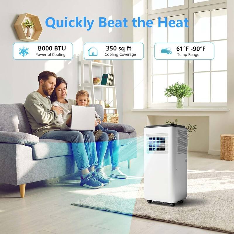 8,000BTU Portable Air Conditioner, 3-in-1 Quiet AC Unit,Up to 350 sq. ft