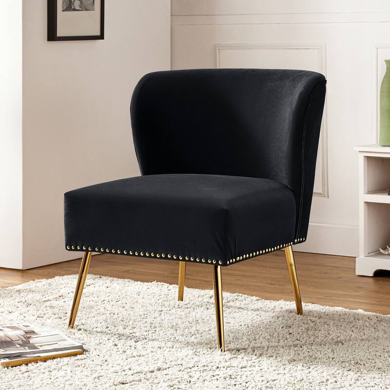 Celtia Modern Velvet Accent Side Chair with Nailhead Trim by HULALA HOME