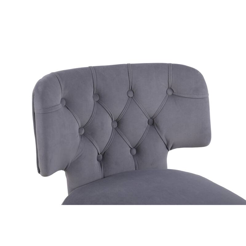 Barstools, Swivel Velvet Bar Stool Counter Height Bar Chairs Adjustable Tufted Stool with Back& Footrest (Grey, Set of 2)