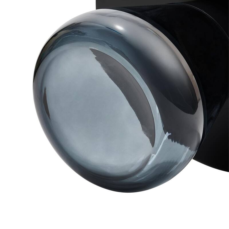 24" Matte Black Tray Top Aeryn Nesting Tabl With Smoky Gray Glass Base - 24x17