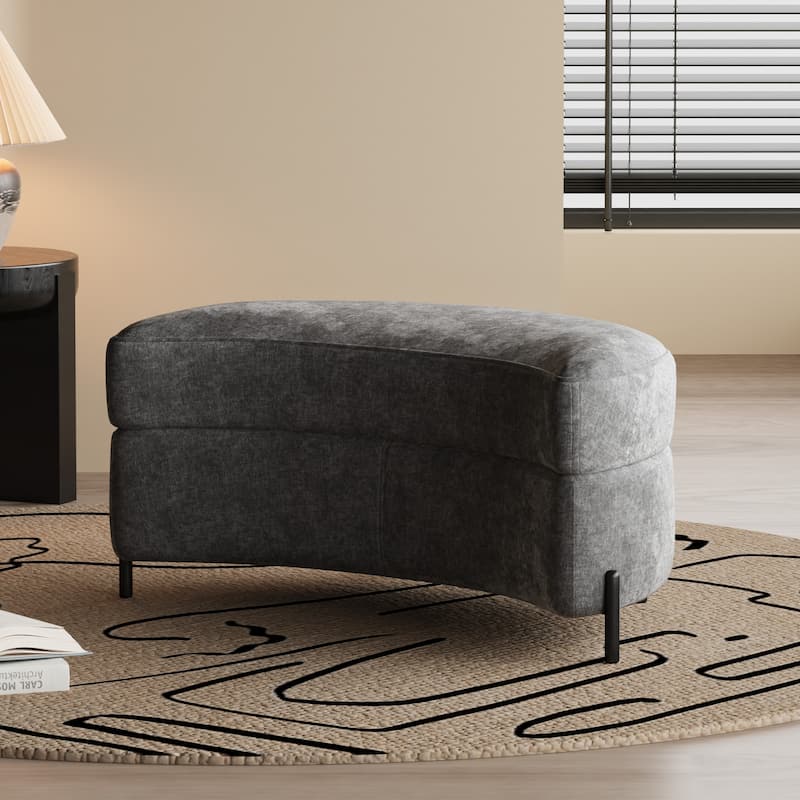 Modern Chenille 360° Swivel Accent Barrel Chair and Storage Ottoman