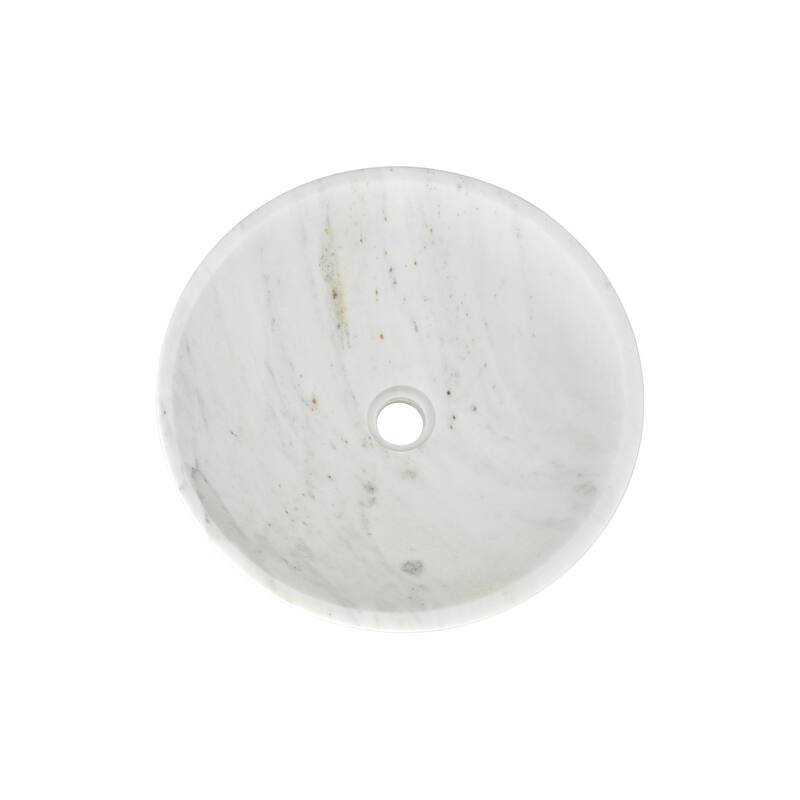 Roomfitters Round Marble Bathroom Vessel Sink, Natural Stone Countertop Wash Basin, Polished Bowl Vanity Sink
