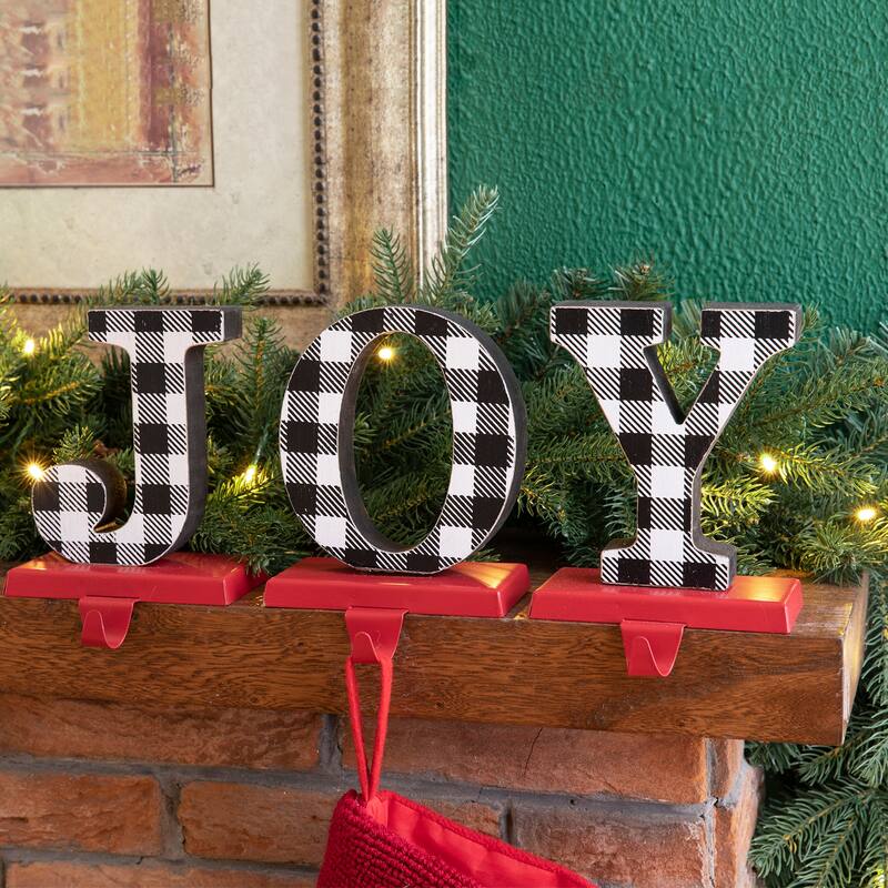 Glitzhome 6-7" H Heavy Duty Christmas NOEL Stocking Holders Mantel Ornament